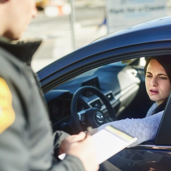 Traffic violation attorney assisting driver during roadside stop, Glen Burnie, MD